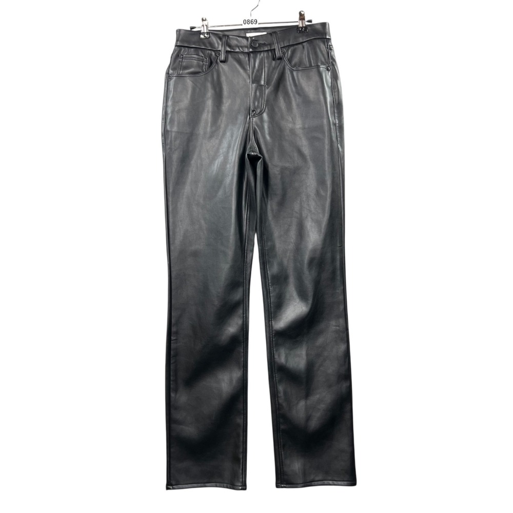 Good American Pants Better Than Leather Good Icon Womens 8/29 Black Faux Leather